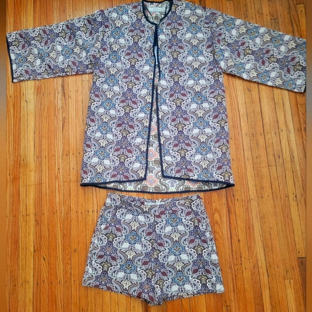 Zara Jacquard Shorts Set (M-Top, S-Bottom)